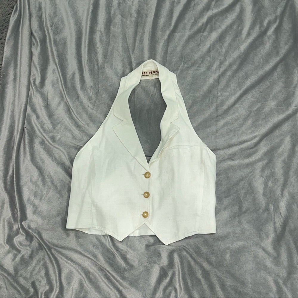 Free People Cream Halter Vest Top